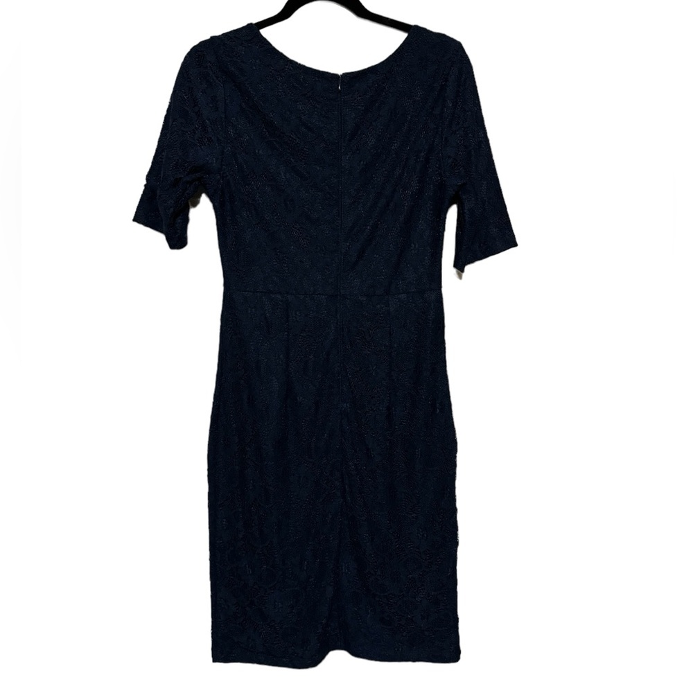 Long Modest Navy Blue Floral Lace Pencil Dress Women’s Size Medium - Picture 4 of 5
